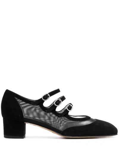 CAREL PARIS MESH-PANELLED SUEDE PUMPS