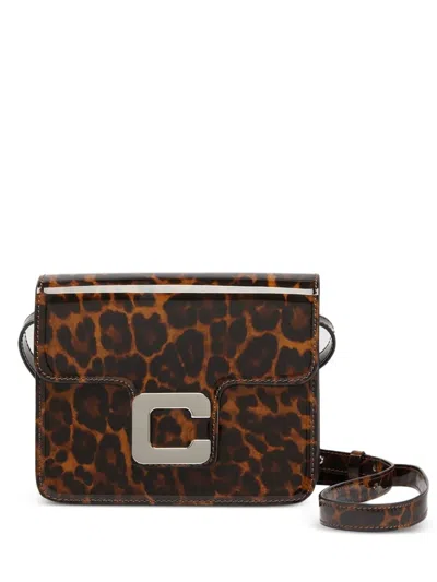 Carel Paris Mini Sorbonne Leopard-print Patent Leather Shoulder Bag In Brown