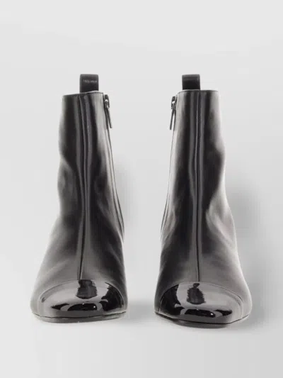 Carel Paris Modern Glossy Round Toe Ankle Boot In Black