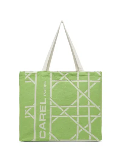 Carel Paris Monogram Jacquard Tote Bag In Green