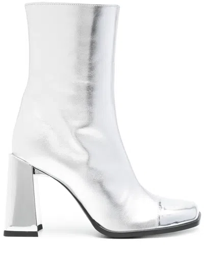 Carel Paris Moon 90mm Leather Ankle Boot In Silver