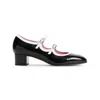 Carel Paris Block Heel Shoes With Glossy Finish In Black