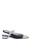 Carel Paris 'oceano' Blue Slingback Ballet Shoes With Contrasting Toe In Navy Blue