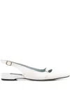 Carel Paris Beige Leather Slingback Ballet Shoes In White