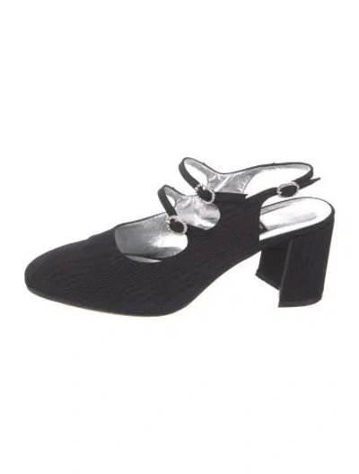 Pre-owned Carel Paris Nylon Mary Jane Flats In Black/blue