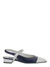 Carel Paris 'oceano' Blue Slingback Ballet Shoes With Contrasting Toe
