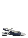 Carel Paris 'oceano' Blue Slingback Ballet Shoes With Contrasting Toe In Blue
