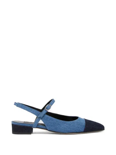 Carel Paris Oceano Denim Slingback Pumps In Animal Print