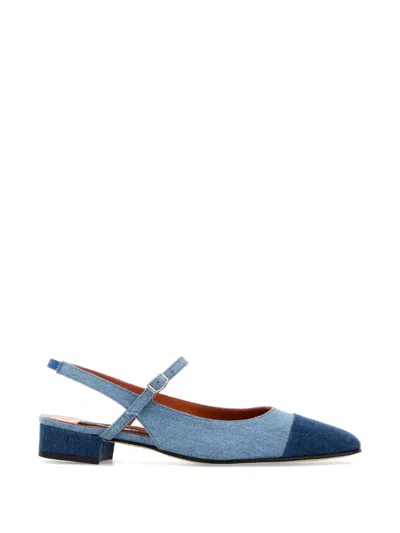 Carel Paris Oceano Slingback Pumps Block Heel Square Toe In Blue