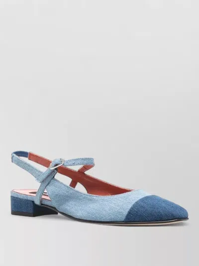 Carel Paris Oceano Slingback Pumps Block Heel Square Toe In Blue