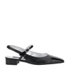 Carel Paris Leather Block Heel Ballerinas With Sling Back In Black