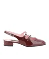 Carel Paris Calf Leather Ballet Flats With Patent Finish In Brown