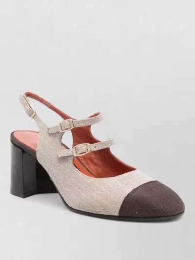 Carel Paris Papaya Slingback Pumps Almond Toe Block Heel In Neutral