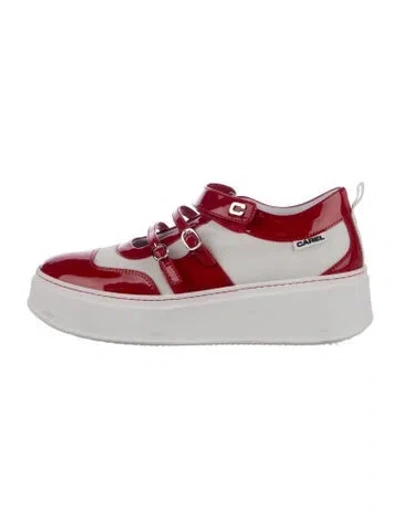 Pre-owned Carel Paris Patent Leather Chunky Sneakers In White