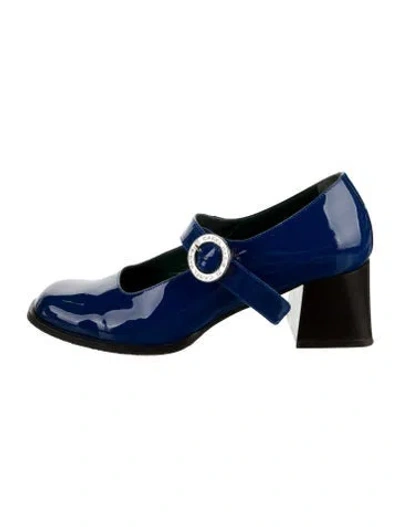 Pre-owned Carel Paris Patent Leather Colorblock Pattern Pumps In Blue