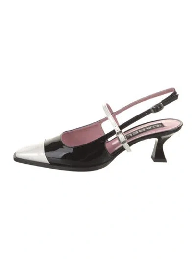 Pre-owned Carel Paris Patent Leather Colorblock Pattern Slingback Pumps In Black