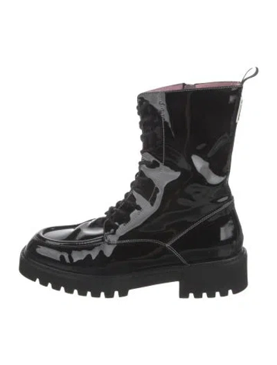 Pre-owned Carel Paris Patent Leather Combat Boots In Black