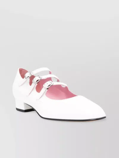 Carel Paris Patent Leather Mary Jane Ballerina Shoes In White