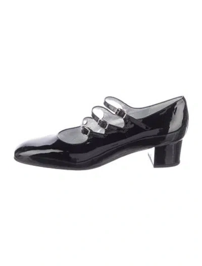 Pre-owned Carel Paris Patent Leather Mary Jane Flats In Black