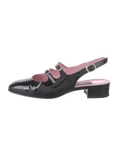 Pre-owned Carel Paris Patent Leather Mary Jane Flats In Black