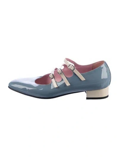 Pre-owned Carel Paris Patent Leather Mary Jane Flats In Blue