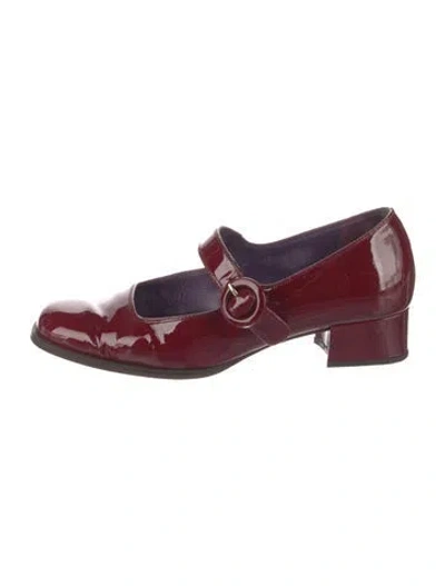 Pre-owned Carel Paris Patent Leather Mary Jane Flats In Burgundy