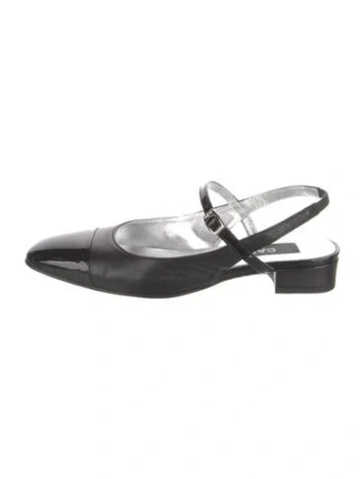 Pre-owned Carel Paris Patent Leather Slingback Flats In Black
