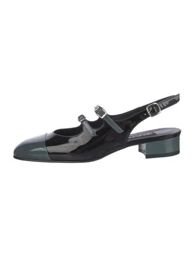 Pre-owned Carel Paris Patent Leather Slingback Flats In Black