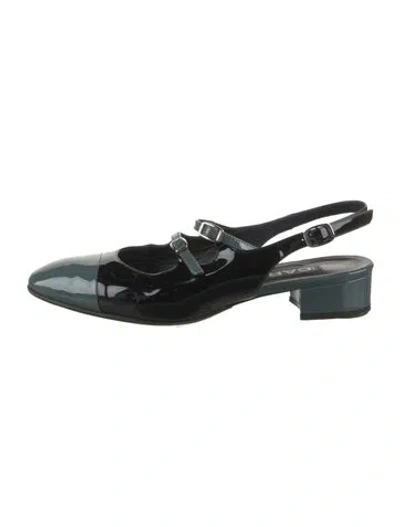 Pre-owned Carel Paris Patent Leather Slingback Flats In Black