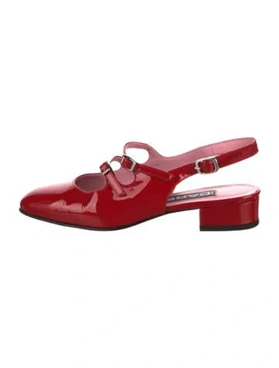 Pre-owned Carel Paris Patent Leather Slingback Flats In Red