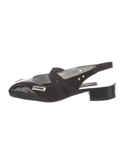 Pre-owned Carel Paris Patent Leather Slingback Pumps In Black