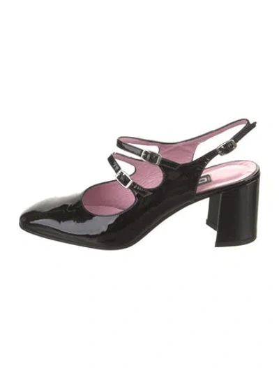 Pre-owned Carel Paris Patent Leather Slingback Pumps In Black