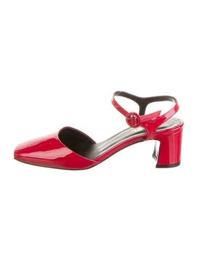 Pre-owned Carel Paris Patent Leather Slingback Pumps In Red