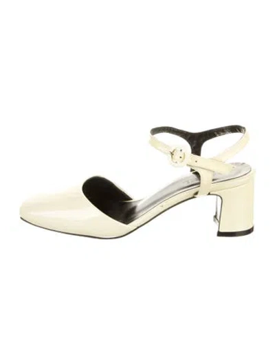 Pre-owned Carel Paris Patent Leather Slingback Pumps In White