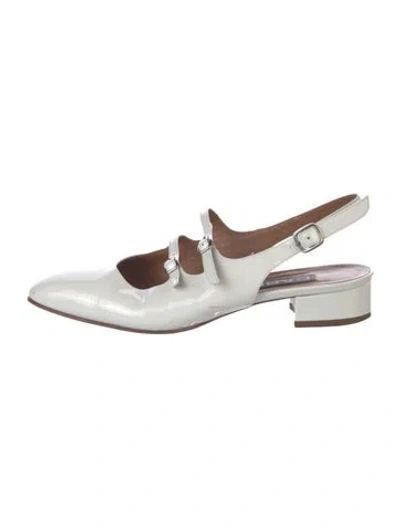 Pre-owned Carel Paris Patent Leather Slingback Pumps In White