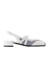 Carel Paris 20mm Sling Back Checked Flat Pumps In White