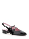 Carel Paris Buckle Block Heel Patent Round Toe In Black