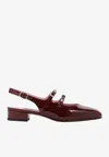 Carel Paris Calf Leather Ballet Flats With Patent Finish In Burgundy