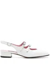 Carel Paris Block Heel Slingback Ballet Flat Shoe In White