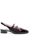 Carel Paris Black Slingback Mary Janes With Block Heel In Patent Leather Woman