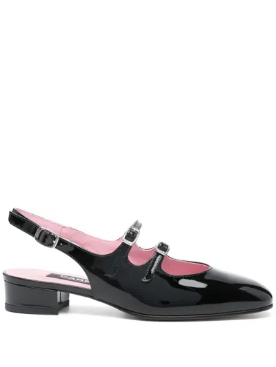 Carel Paris Black Slingback Mary Janes With Block Heel In Patent Leather Woman