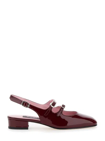 Carel Paris 'peche' Bordeaux Mary Jane Pumps In Patent Leather Woman In Red