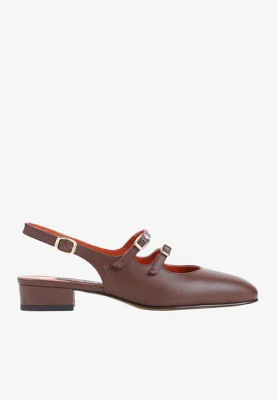 Carel Paris Peche Slingback Calf Leather Pumps In Brown