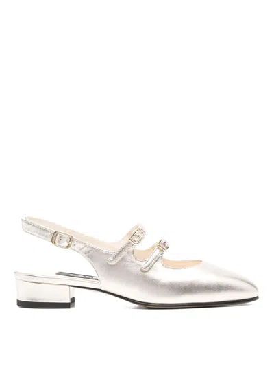 Carel Paris Peche Laminated Leather Ballets In Gray