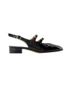 Carel Paris Buckle Block Heel Patent Round Toe In Black