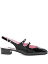 Carel Paris Buckle Block Heel Patent Round Toe In Black