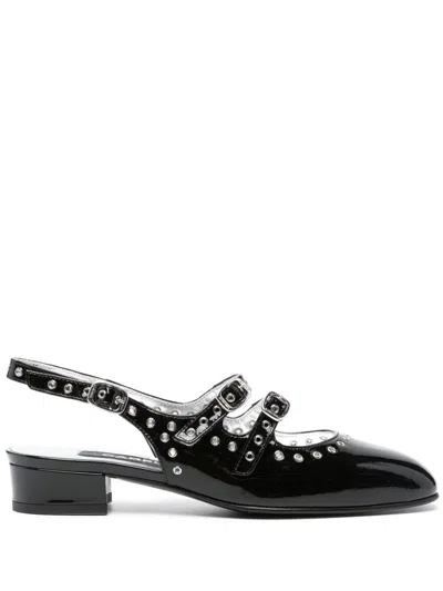 Carel Paris Eyelets Open-heeled Mary Jane Shoes In Black