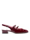 Carel Paris Calf Leather Ballet Flats With Patent Finish In Red