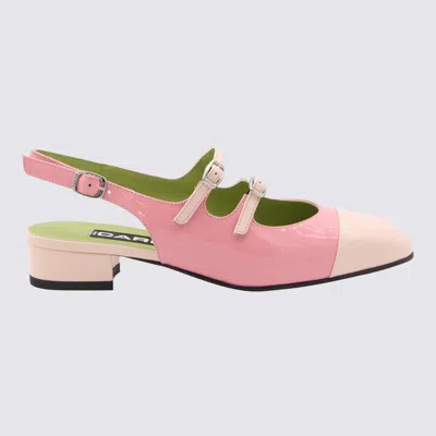 Carel Paris Pink And Nude Leather Abricot Flats