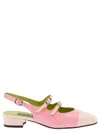 Carel Paris 'abricot' Pink Slingback Mary Janes With Contrasting Toe In Pink